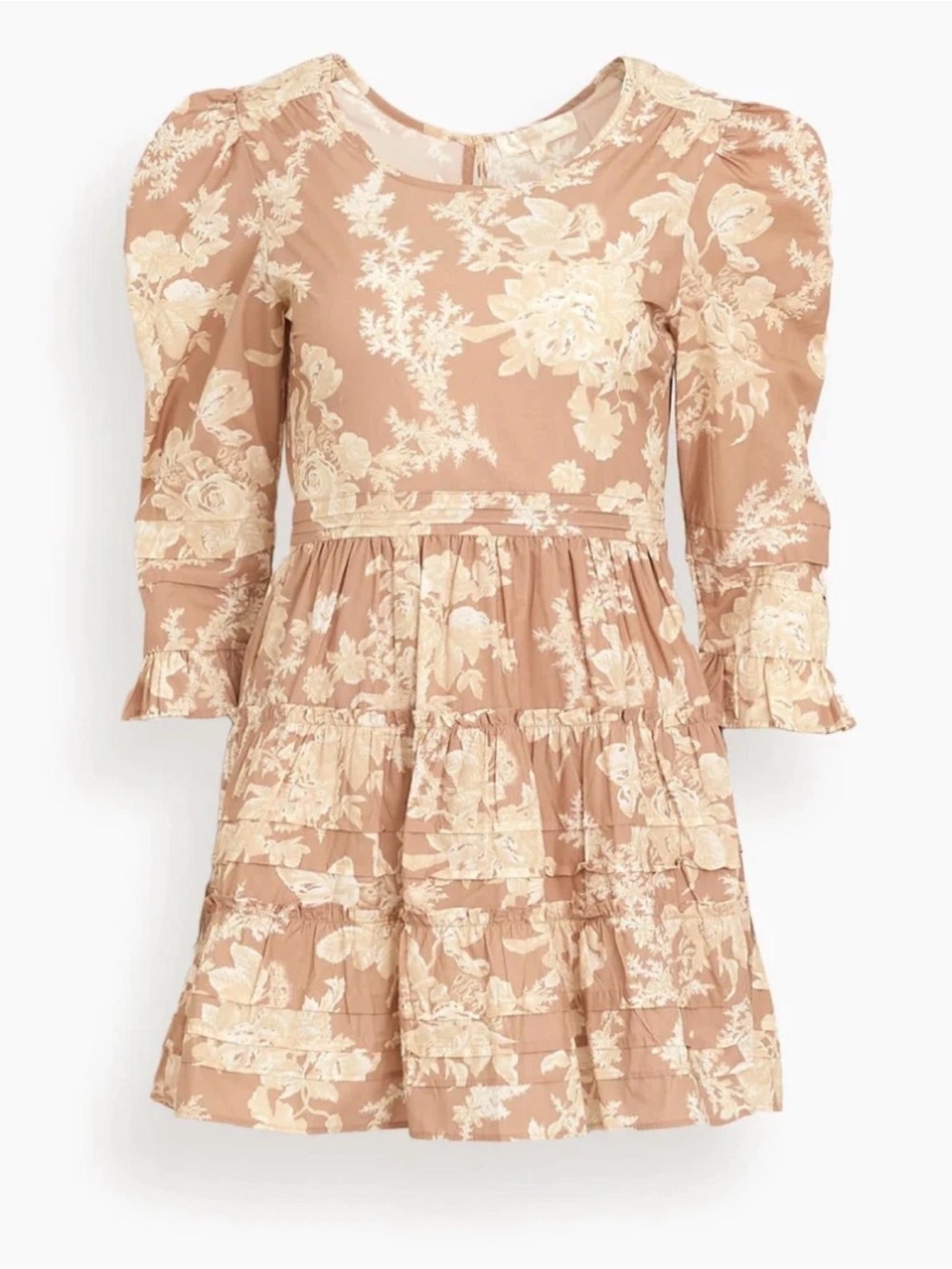 LOVESHACKFANCY Lienzo Mini Dress Floral Espresso Foam Cotton Size 6?